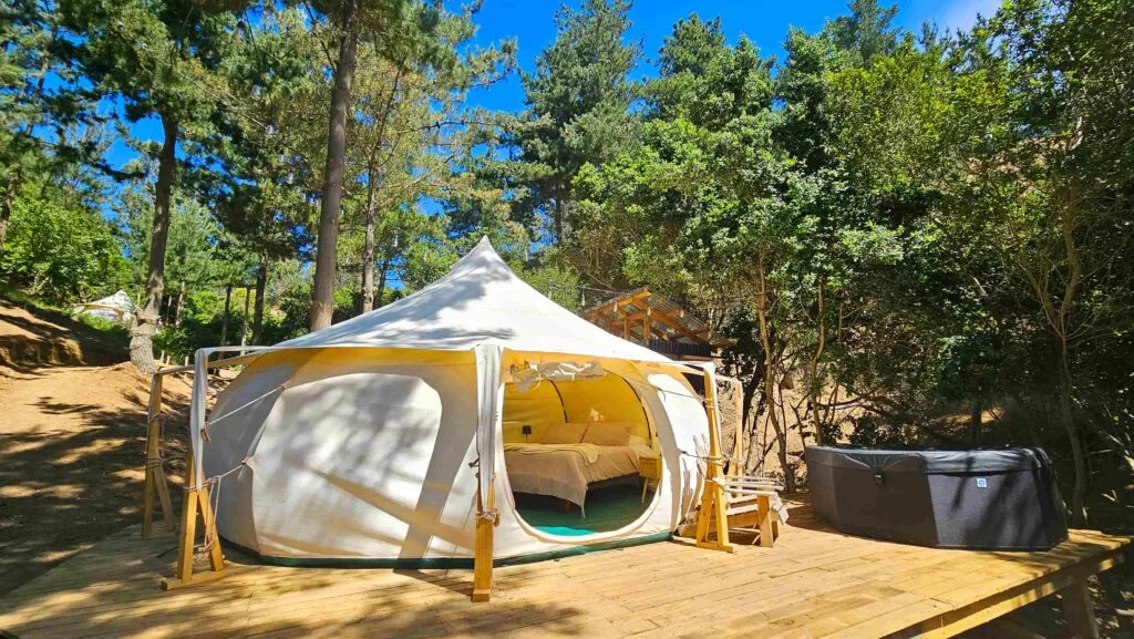 Carpa glamping con vista al bosque